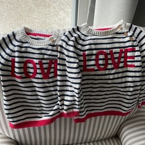 Twin set of “LOVE” sweaters 12-18M